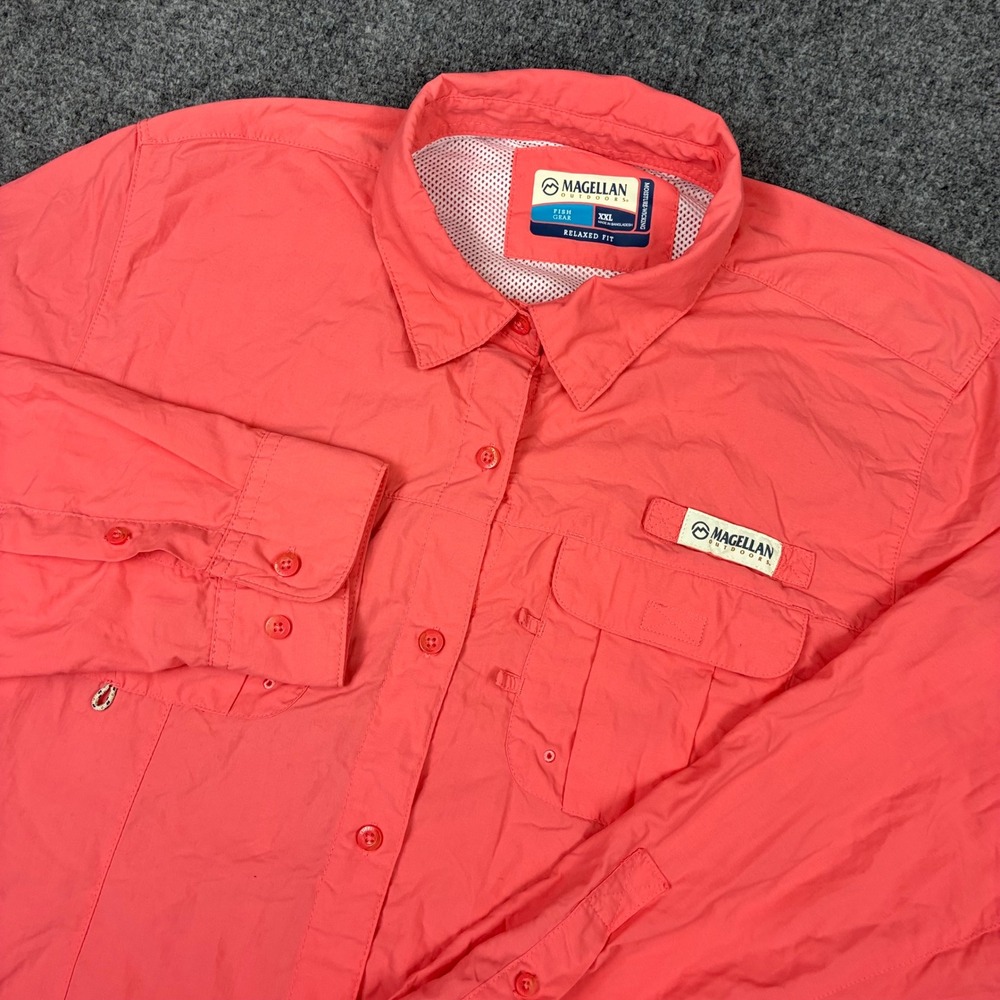 Magellan Outdoors Fish Gear Shirt Womens Size XXL Coral Pink Long Sleeve Fishing